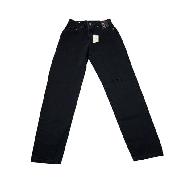 Levi's Premium 501 '81 Mom Jeans Black Distressed Size 25x31 High Rise Tapered - Picture 2 of 12